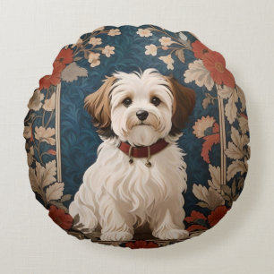 Coussins Ronds Beau Chien Havanais William Morris Floral