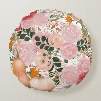 Coussins Ronds Beau Modèle Floral Avec Feuilles D'Automne Lumineu