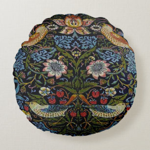 Coussins Ronds Beau motif de William Morris, nouveau d'art, vin