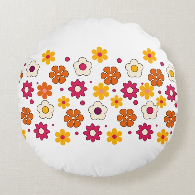 Coussins Ronds Beau motif floral (Devant)