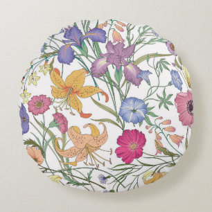 Coussins Ronds Beau motif floral transparent. illustr