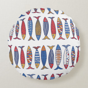 Coussins Ronds Beau poisson. Enfants arrière - plans. Motif sans