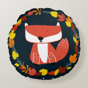 Coussins Ronds Beau renard en hiver motif de forêt