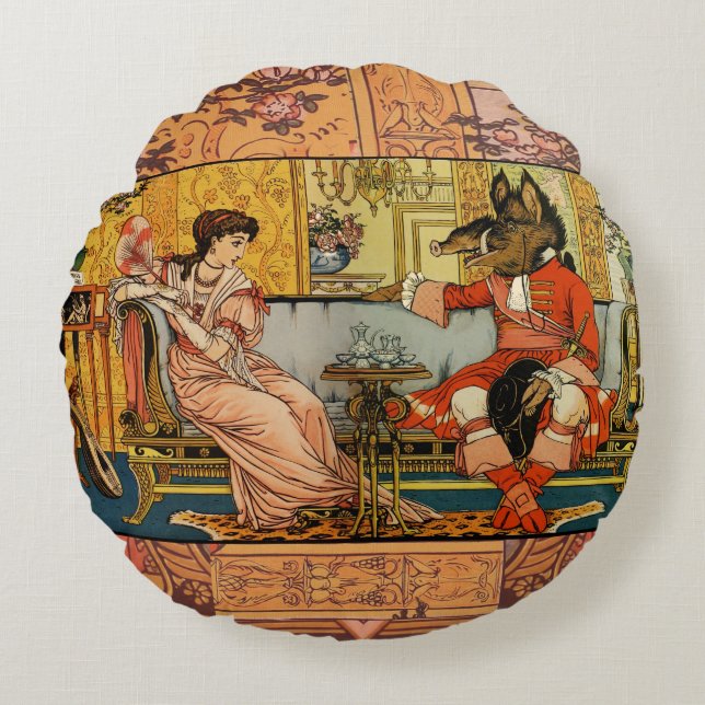 Coussins Ronds Beauté Beast Classic Fairy Tale Caractères (Devant)