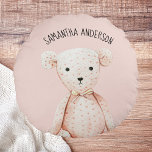 Coussins Ronds Beauté Moderne Pastel Pink Teddy Ours Avec Nom<br><div class="desc">Beauté Moderne Pastel Pink Teddy Ours Avec Nom</div>