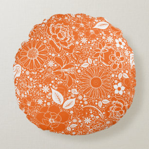 Coussins Ronds Beautés botaniques Oreiller rond Orange