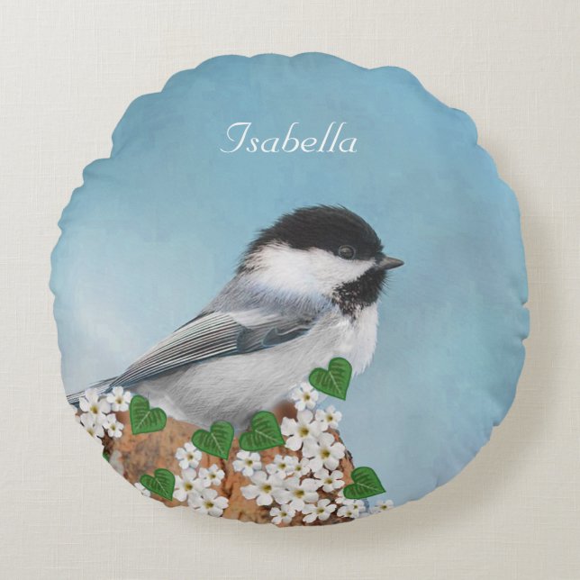 Coussins Ronds Beautiful Little Bird & Flowers Personalized (Devant)