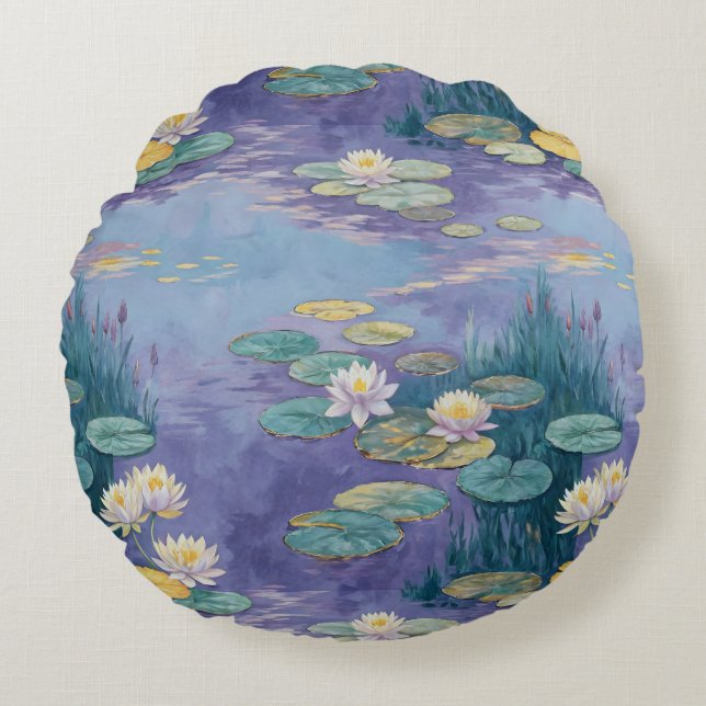 Coussins Ronds Beautiful Water Lilies Monet Art (Devant)