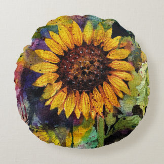 Coussins Ronds Beaux Tournesols En Aquarelle