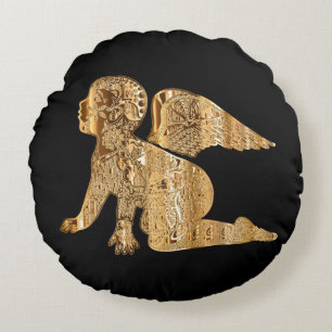 Coussins Ronds Bébé brillant Ange Ailes Noir Or Angélique