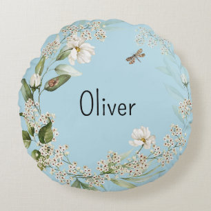 Coussins Ronds Bébé Garçon Nourriture Décor Aquarelle Floral