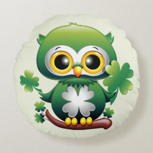 Coussins Ronds Bébé Hibou Mignon St Patrick Dessin Animé