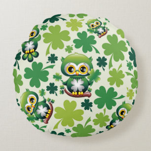 Coussins Ronds Bébé Hibou Mignon St Patrick Dessin Animé