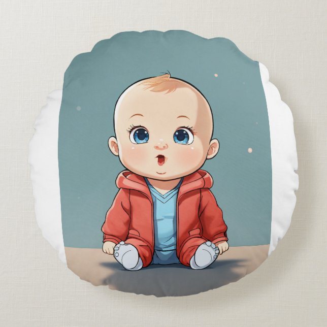 Coussins Ronds Bébé intelligent - Minuscule visage penseur (Devant)