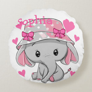 Coussins Ronds Bébé mignon Eléphant fille