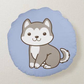 Coussins Ronds Bébé mignon Husky Chien Chien rond Jeu Oreiller