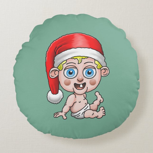 Coussins Ronds Bébé Santa merveilleux (Devant)