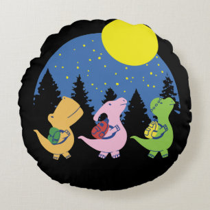 Coussins Ronds Bébés Dinosaures Rentrent à l'École