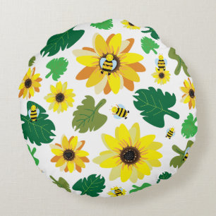 Coussins Ronds Bee de tournesol mignonne