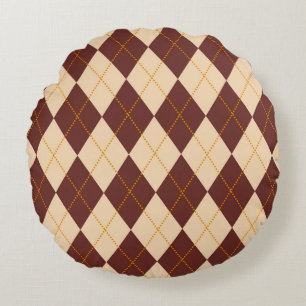 Coussins Ronds Beige Brown Automne Jacquard d'automne Diamant Mot
