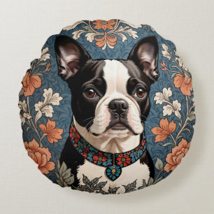 Coussins Ronds Belle Boston Terrier William Morris Inspiré