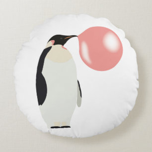 Coussins Ronds Belle bulle de gomme Penguin soufflante bulle