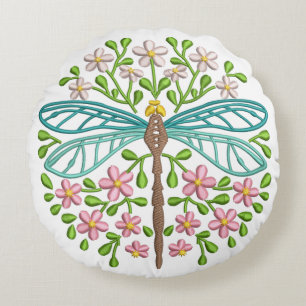 Coussins Ronds Belle Dragonfly Bleue Exotique Couleurs Pastel