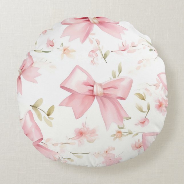 Coussins Ronds Belle fille motif arc rose (Devant)