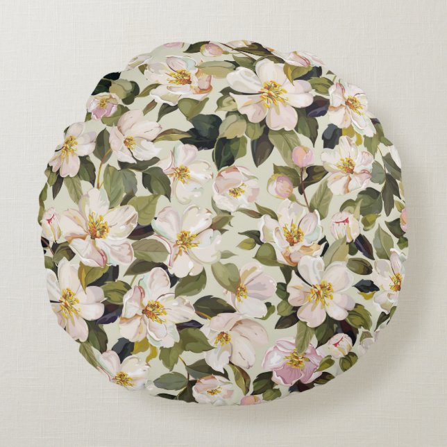 Coussins Ronds Belle floraison printanière aux branches fleuries (Devant)