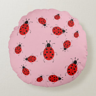 Coussins Ronds Belle image clipart de coccinelle colorée