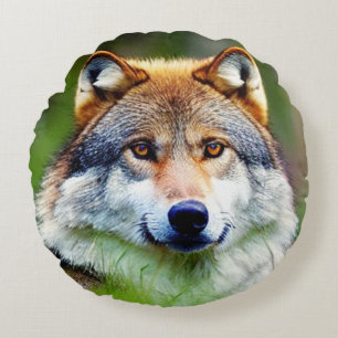 Coussins Ronds Belle tête de loup Peinture
