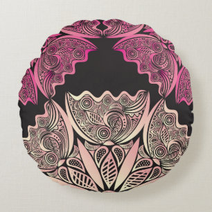Coussins Ronds Belles fleurs nature motif arrière - plan Vintag