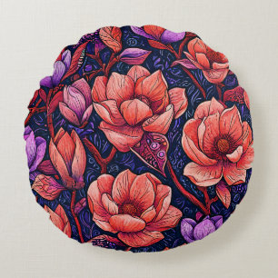 Coussins Ronds Belles Fleurs Roses Décoration Florale Romantique