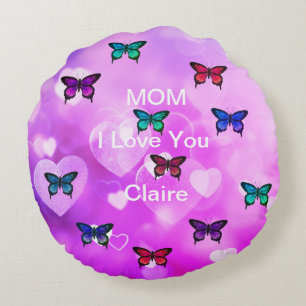 Coussins Ronds Belles papillons et coeurs