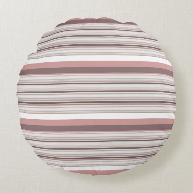 Coussins Ronds Belles rayures brunes blanches (Devant)