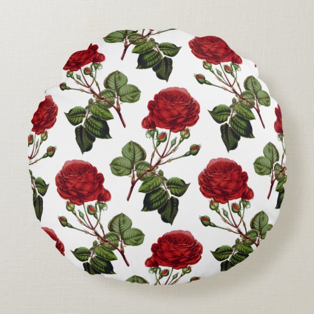 Coussins Ronds Belles Roses Rouges (Devant)
