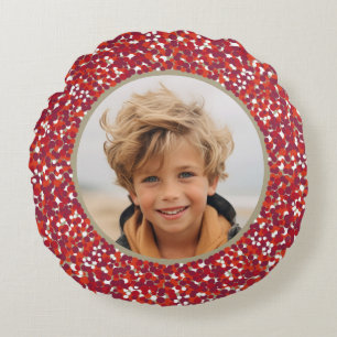 Coussins Ronds Berry de Noël Wreath double face 2 photo