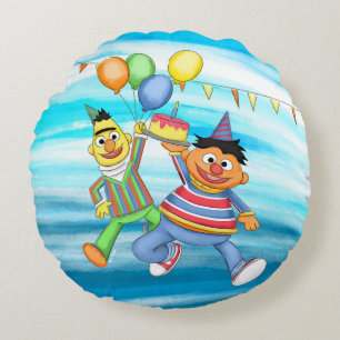 Coussins Ronds Bert et Ernie Balloons d'anniversaire