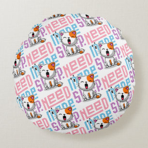 Coussins Ronds Besoin de plus de sommeil Funny Cat expression d
