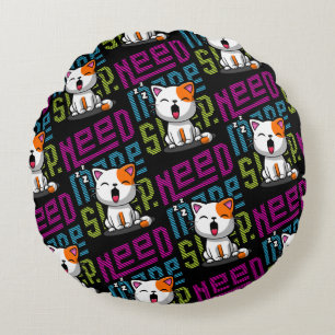 Coussins Ronds Besoin de plus de sommeil   Funny Cat expression d