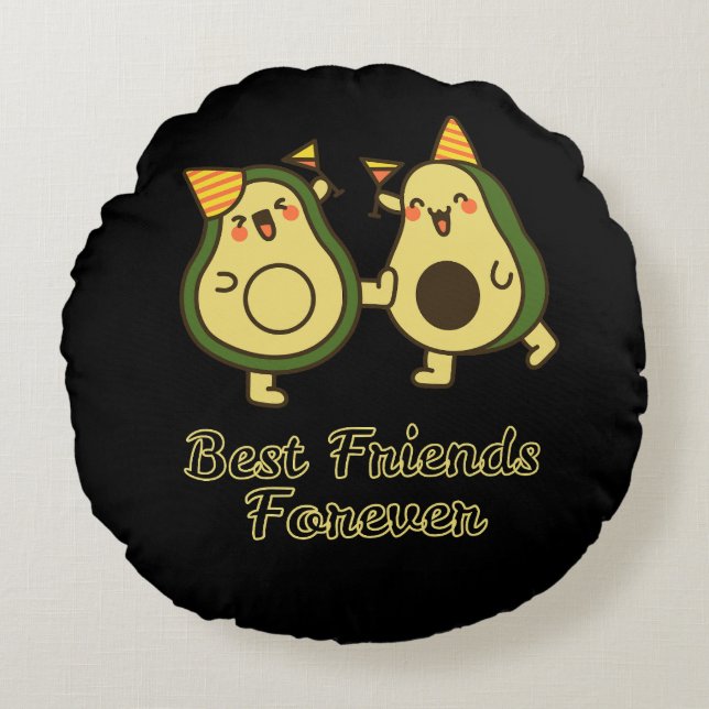 COUSSINS RONDS BEST FRIENDS FOREVER, FUNNY AVOCADO, FRIENDS DAY (Devant)