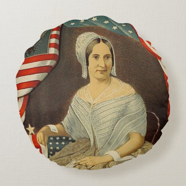 Coussins Ronds Betsy Ross Premier drapeau américain Portrait Vint (Dos)