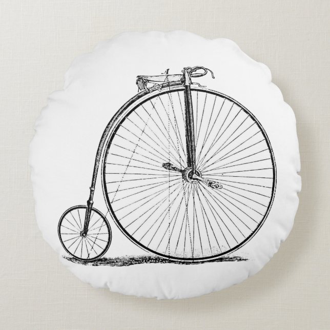 Coussins Ronds Bicyclette à grande roue Penny Farthing (Devant)