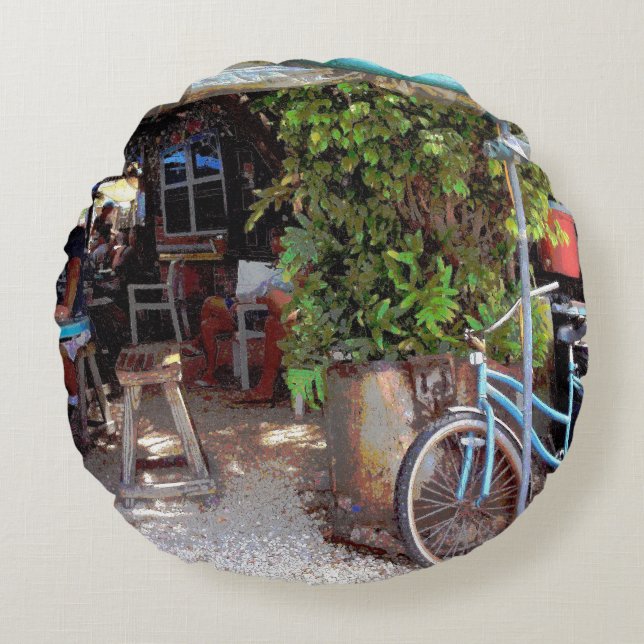 Coussins Ronds Bicyclette bleue (Devant)