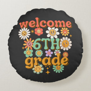 Coussins Ronds Bienvenue en 6e, premier jour d'école, bienvenue