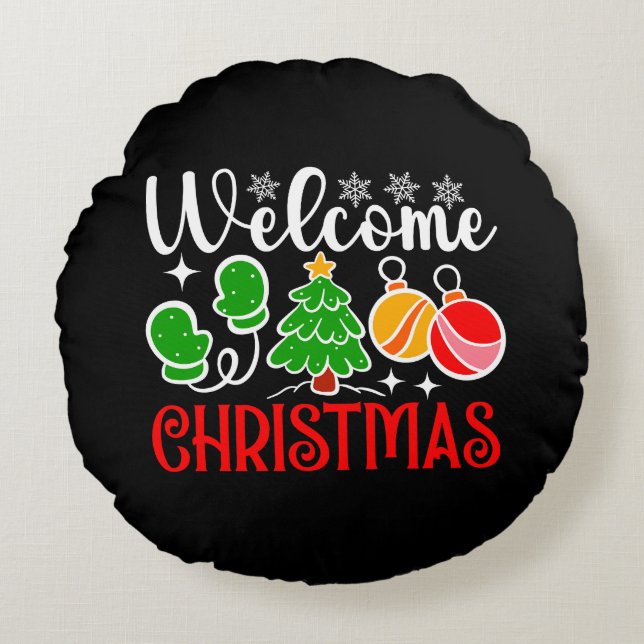 Coussins Ronds Bienvenue Noël-63758 (Devant)