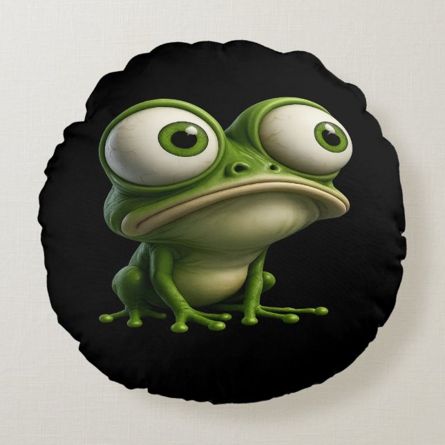 Coussins Ronds Big-Eyed Cartoon Frog (Devant)