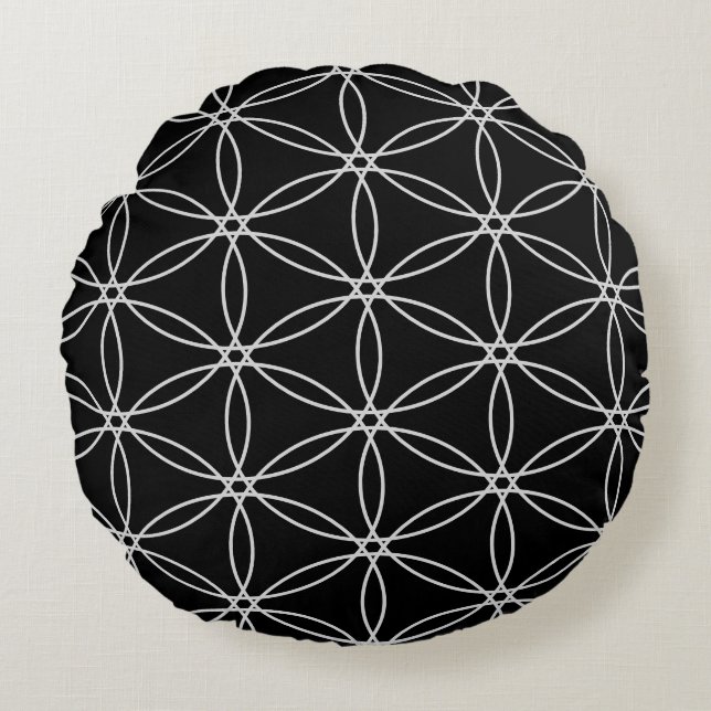 Coussins Ronds Big Flower of Life Motif (Devant)