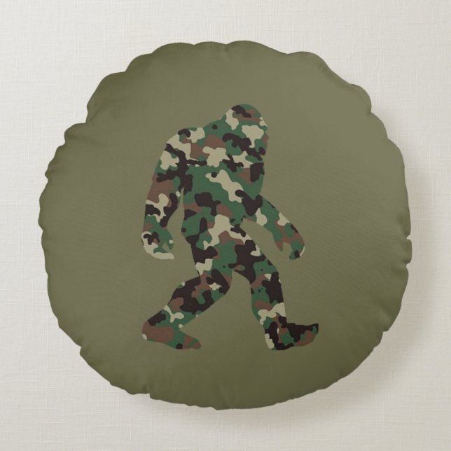 Coussins Ronds Bigfoot Sasquatch Camo  (Devant)