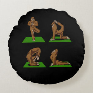 Coussins Ronds Bigfoot Zen Yoga Poses Imaginaire drôle